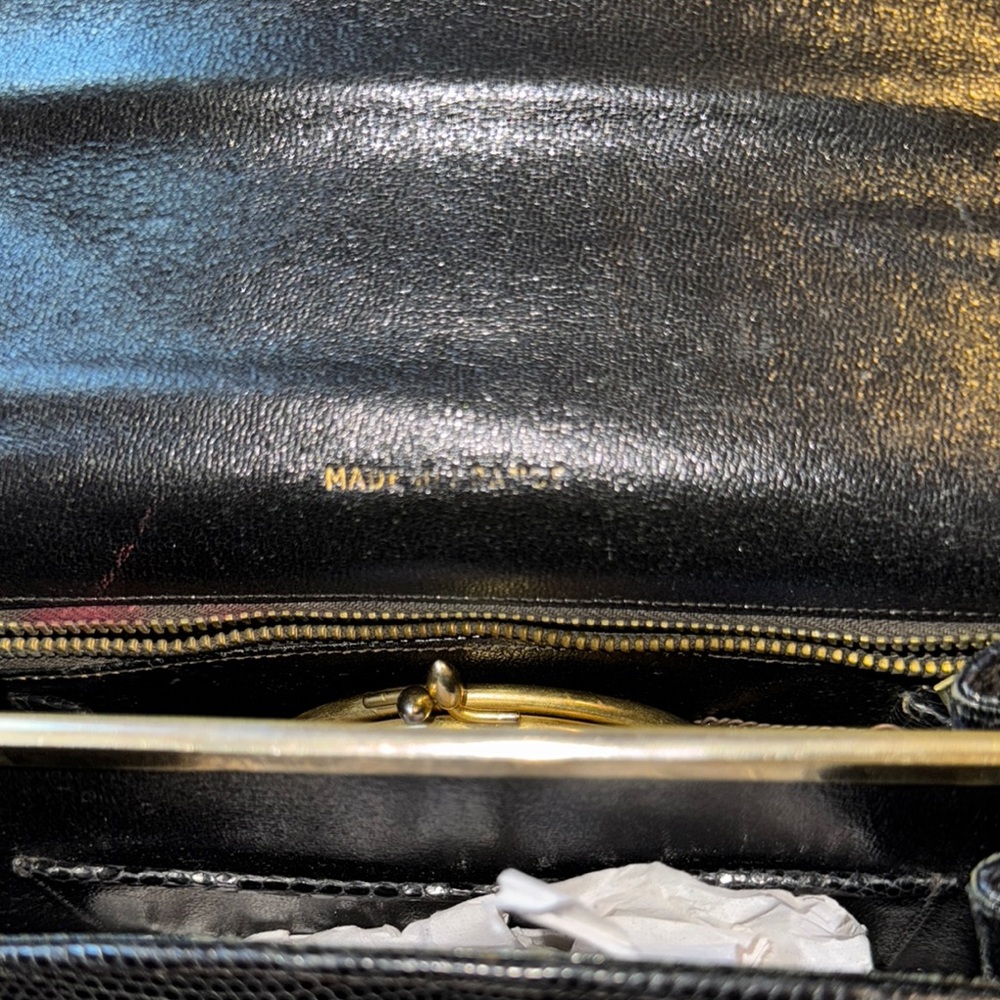 Vintage Black Reptile Leather Handbag - Picture 10 of 15